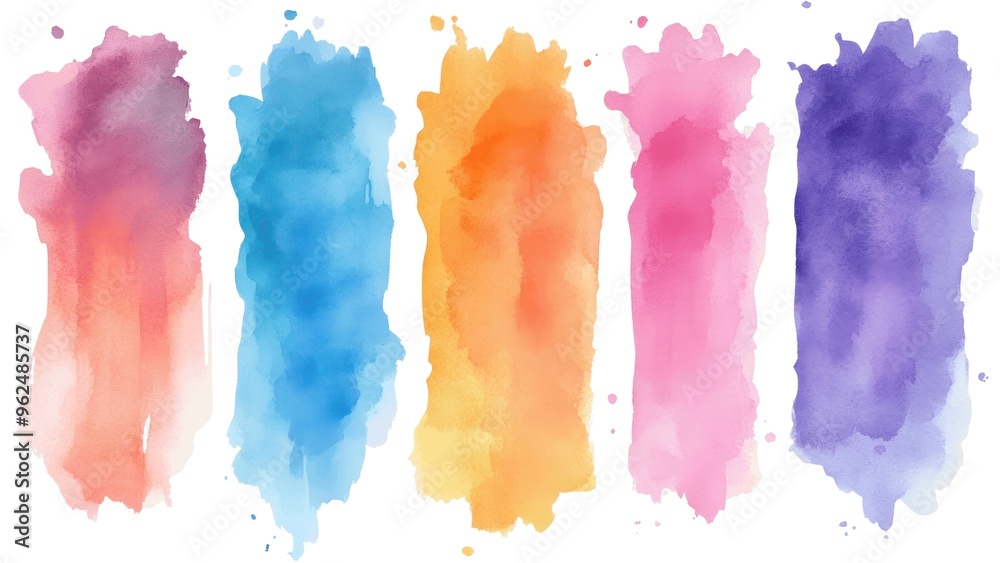 Aufkleber a series of colorful watercolor splatters arranged in a row