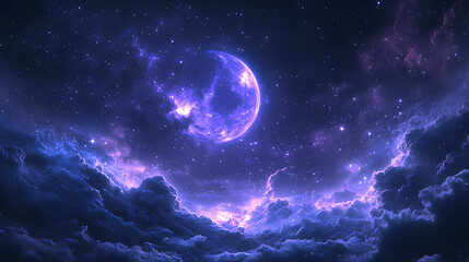 star and moon view at night