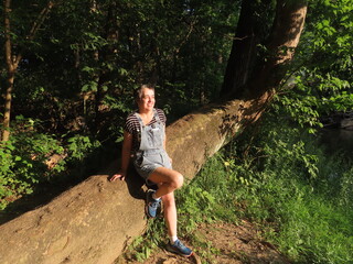 woman in a forest