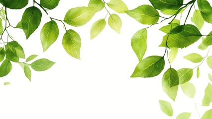 Fototapeta premium A leafy green background with a white background