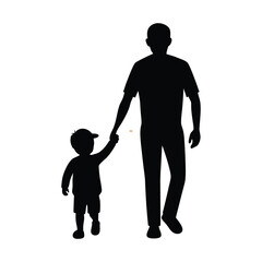 adult holding hands of toddler silhouette monoch