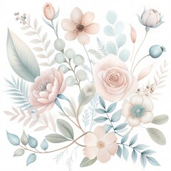 Fototapeta premium Flat floral and botanicals decorative pattern design