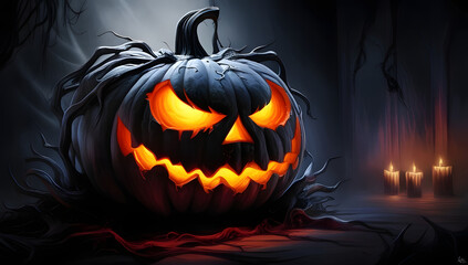 a scary spooky Halloween pumpkin jack o lantern theme wallpaper background