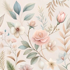 Obraz premium Flat floral and botanicals decorative pattern design