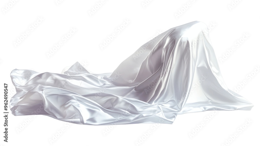 Aufkleber a white sheet of fabric is spread out on a white background