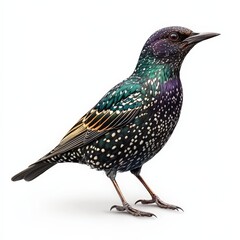 A bird with a blue and yellow body and black and white spots