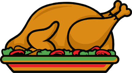 Ayam Panggang Food Illustration 