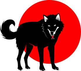 illustration of a wolf with red background