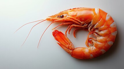 Fresh shrimp on a white background with a closeup of their red, raw shells