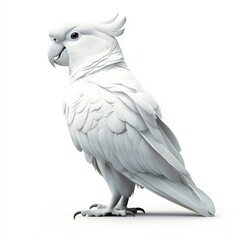 Fototapeta premium A white bird with a black beak stands on a white background