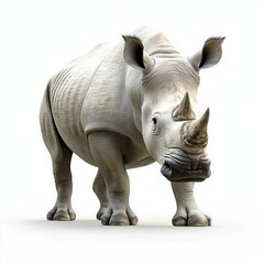 Obraz premium A white rhino with a horn on its head