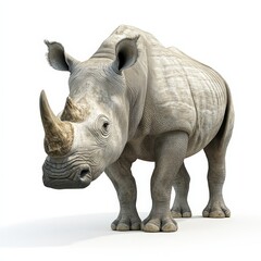 Obraz premium A white rhino with a horn on its head