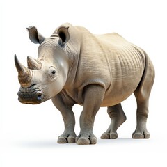 Obraz premium A rhino with its head down and its horns pointing up