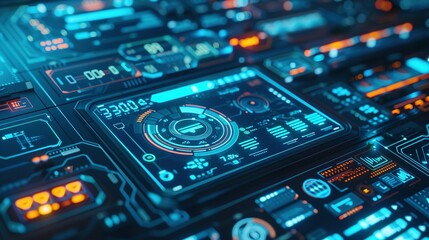 Advanced Technology and Cybernetic Innovation: Futuristic Command Prompt on a Digital Interface with a Holographic Computer Screen