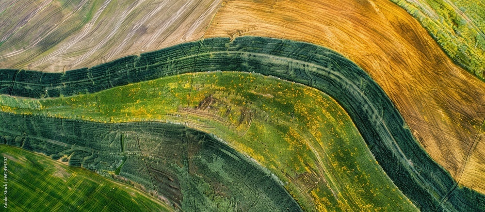 Canvas Prints Aerial View Of Fields And Meadows During A Summer Day