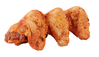 Rubber chicken wings stacked in rows