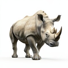 Fototapeta premium A white rhino with a horn on its head