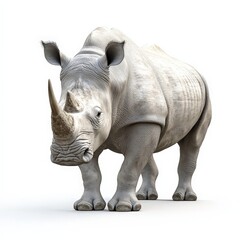 Obraz premium A white rhino with a horn on its head