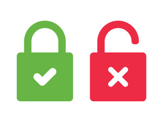 Lock icon. Padlock open and closed. Locked and unlocked icon. Security symbol Vector.
