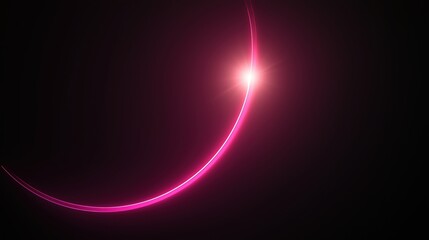 A pink light is shining on a dark background. The light is curved and he is coming from the top left of the image