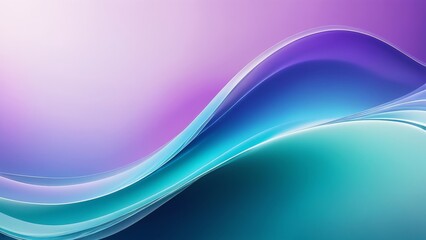 Fototapeta premium Abstract background with flowing blue, purple, and teal waves on a soft pink gradient.