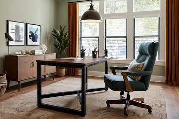 Cozy Office Table with Casual Chair for an Inviting Layout and Aesthetic Equilibrium in Your Workspace