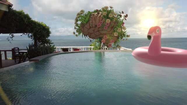 Human Brain Growing Flowers in a Pool 