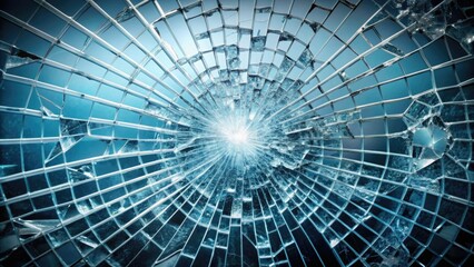 Fototapeta premium Shattered glass effect on background, fractured, broken, shattered,glass, texture, abstract, design, pattern, background