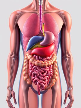 Digestive system images, human anatomy, 3D Illustration of Human Digestive System and Organs