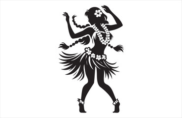 Fototapeta premium Beautiful Hawaiian young woman dancing of silhouette vector design