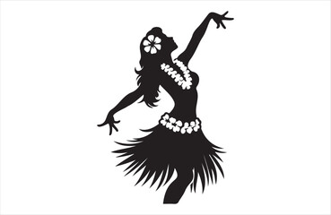 Fototapeta premium Beautiful Hawaiian young woman dancing of silhouette vector design