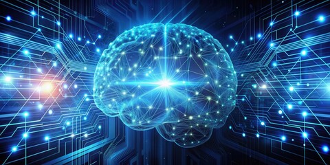 Obraz premium Artificial intelligence technology with digital brain and data processing, AI, machine learning