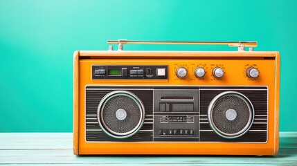 Fototapeta premium Vintage Retro Cassette Tape: A Classic and Nostalgic Representation of an Old-School Audio Cassette, Featuring Retro Design Elements and a Timeless Appeal.