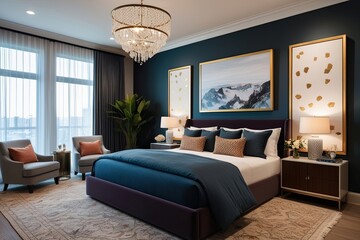 Inviting Bedroom Atmosphere with Framed Canvas Decor in Chic Interior Design