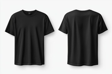 Black Tshirt Mockup Front and Back Isolated created with Generative AI
