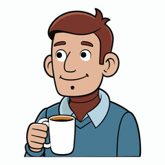 vector a man drinking a one cup of coffee