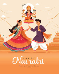 Happy navratri and Subh navaratri with ma durga social media post banner template
