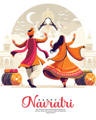 Happy navratri and Subh navaratri with ma durga social media post banner template
