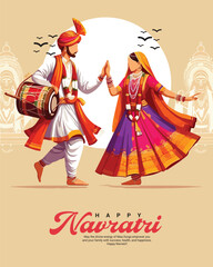 Obraz premium Happy navratri and Subh navaratri with ma durga social media post banner template 
