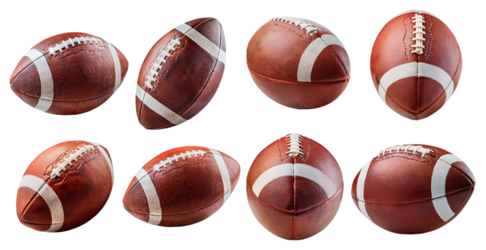 Classic american football isolated on transparent background perfect for sports equipment or memorabilia