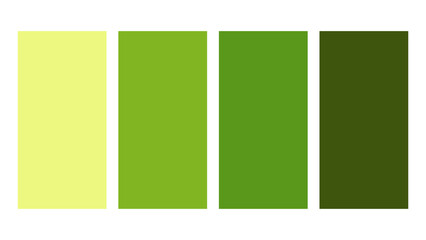 Olive green, lime green, yellow green, green color palette. Set of bright color palette combination in rgb hex. Color palette for ui ux design. Abstract vector illustration for your graphic design