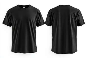 Black Tshirt Mockup Front and Back Isolated created with Generative AI