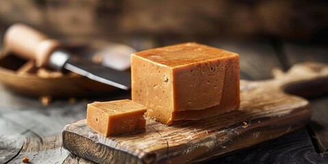 Traditional Brown Cheese Block with Slicer