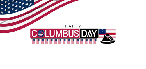 Cheerful Columbus Day artwork with the USA flag, representing celebration and American heritage