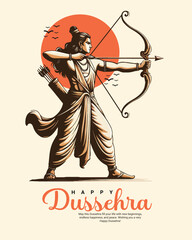 Happy Dussehra and Subh Vijayadashami with ravan dahan social media post banner template
