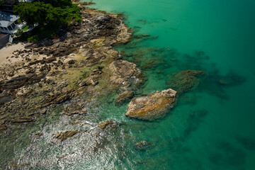 High angle view Beautiful Seashore in summer high season at Phuket island Thailand