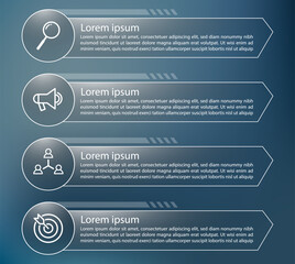 Modern infographic with transparent chart. Visualization four steps