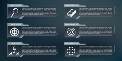Futuristic infographic with transparent chart. Modern visualization six steps