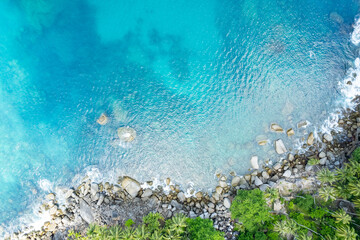 Obraz premium High angle view Beautiful Seashore in summer high season at Phuket island Thailand