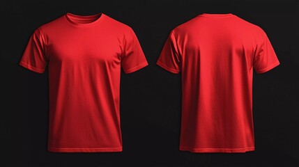 Blank red long sleeve t shirt front and back view on white background, design mockup for print, red tshirt mock up template, empty tshirt for design presentation